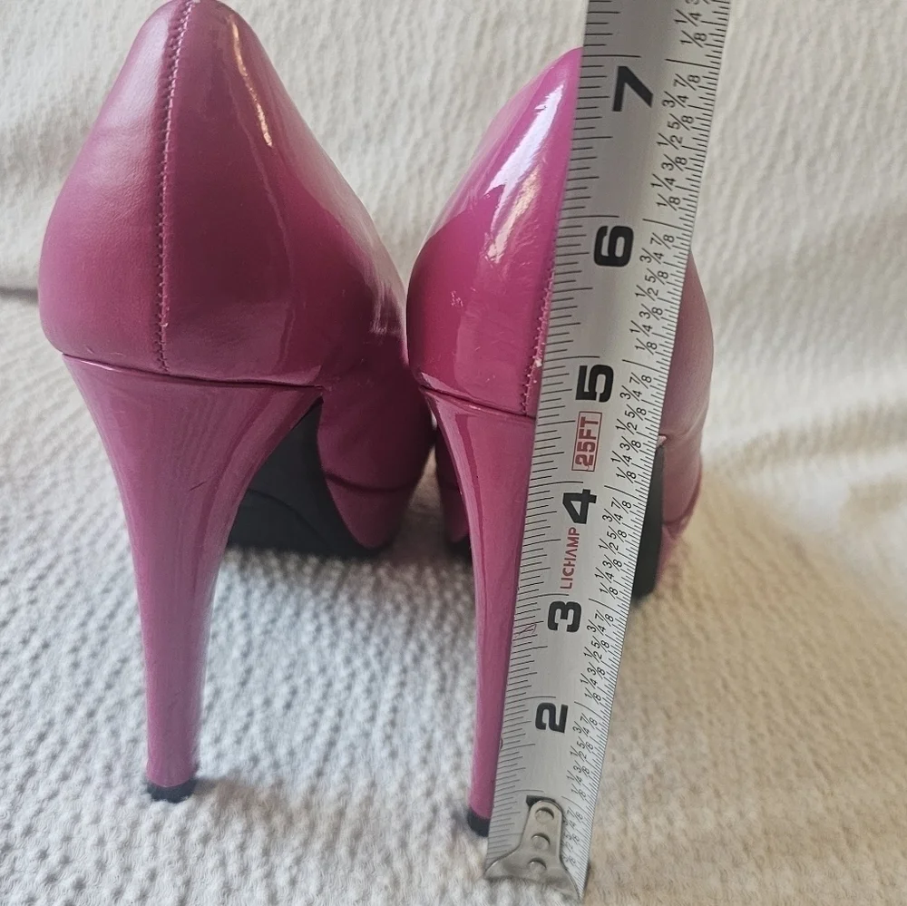 Rampage Granville patent leather hot pink peekaboo pumps size 8